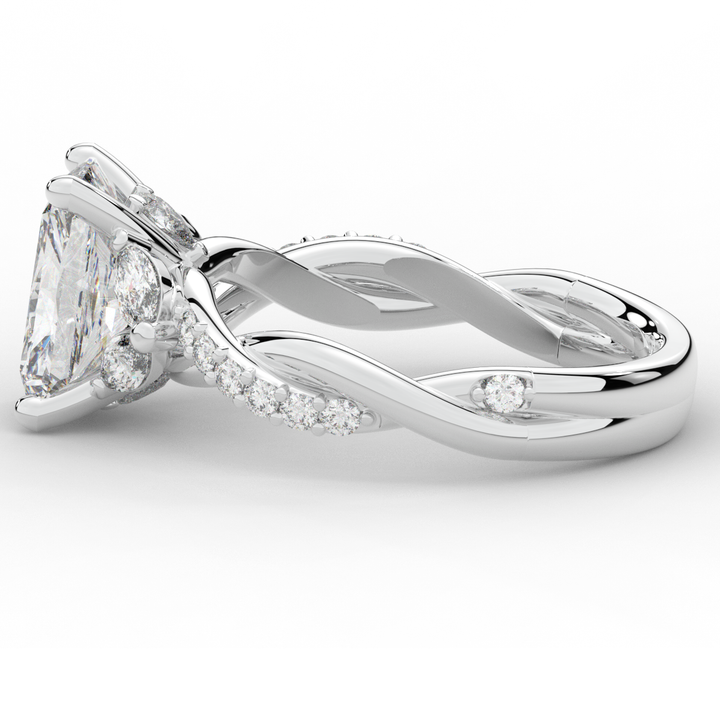 2.40CT.TW RADIANT LAB DIAMOND TWIST BAND ENGAGEMENT RING - Nazarelle