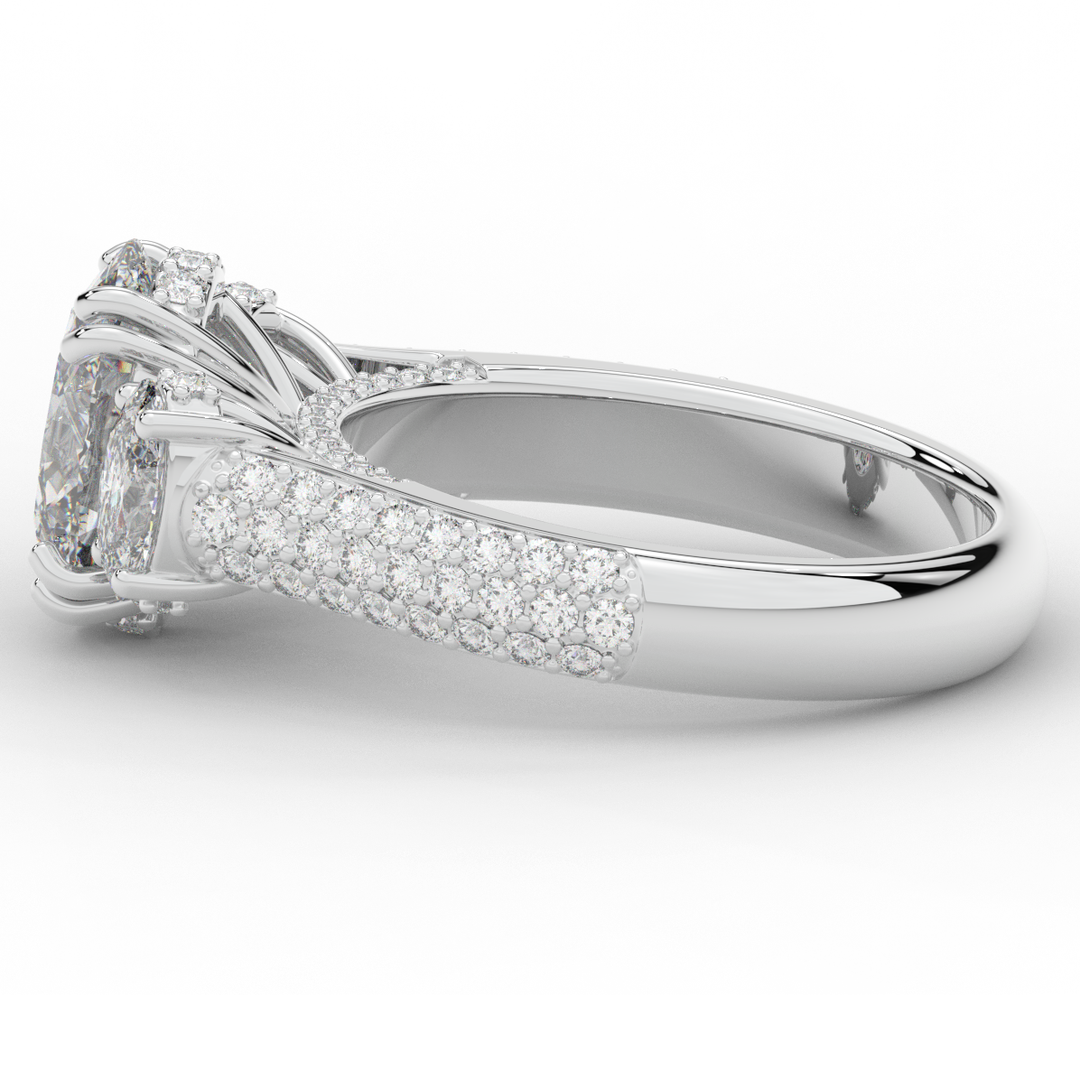 3.70CT.TW OVAL LAB DIAMOND 3 STONE ENGAGEMENT RING - Nazarelle