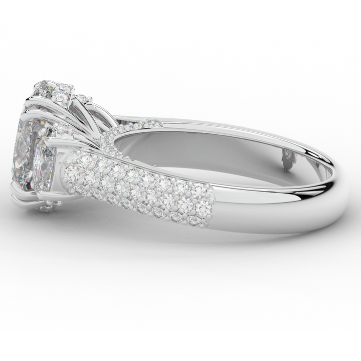 3.70CT.TW OVAL LAB DIAMOND 3 STONE ENGAGEMENT RING - Nazarelle