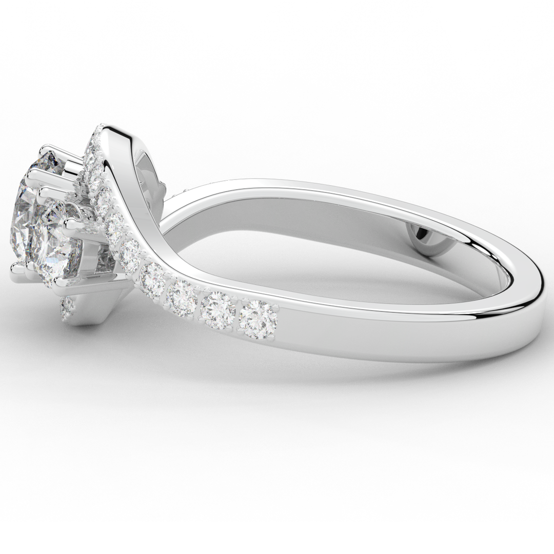 1.65CT.TW ROUND LAB DIAMOND TWIST HALO ENGAGEMENT RING - Nazarelle