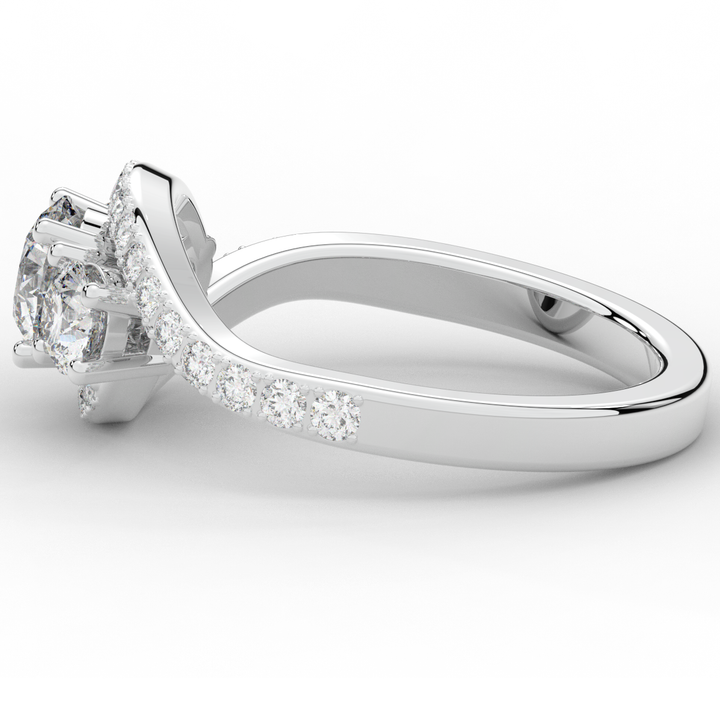 1.65CT.TW ROUND LAB DIAMOND TWIST HALO ENGAGEMENT RING - Nazarelle