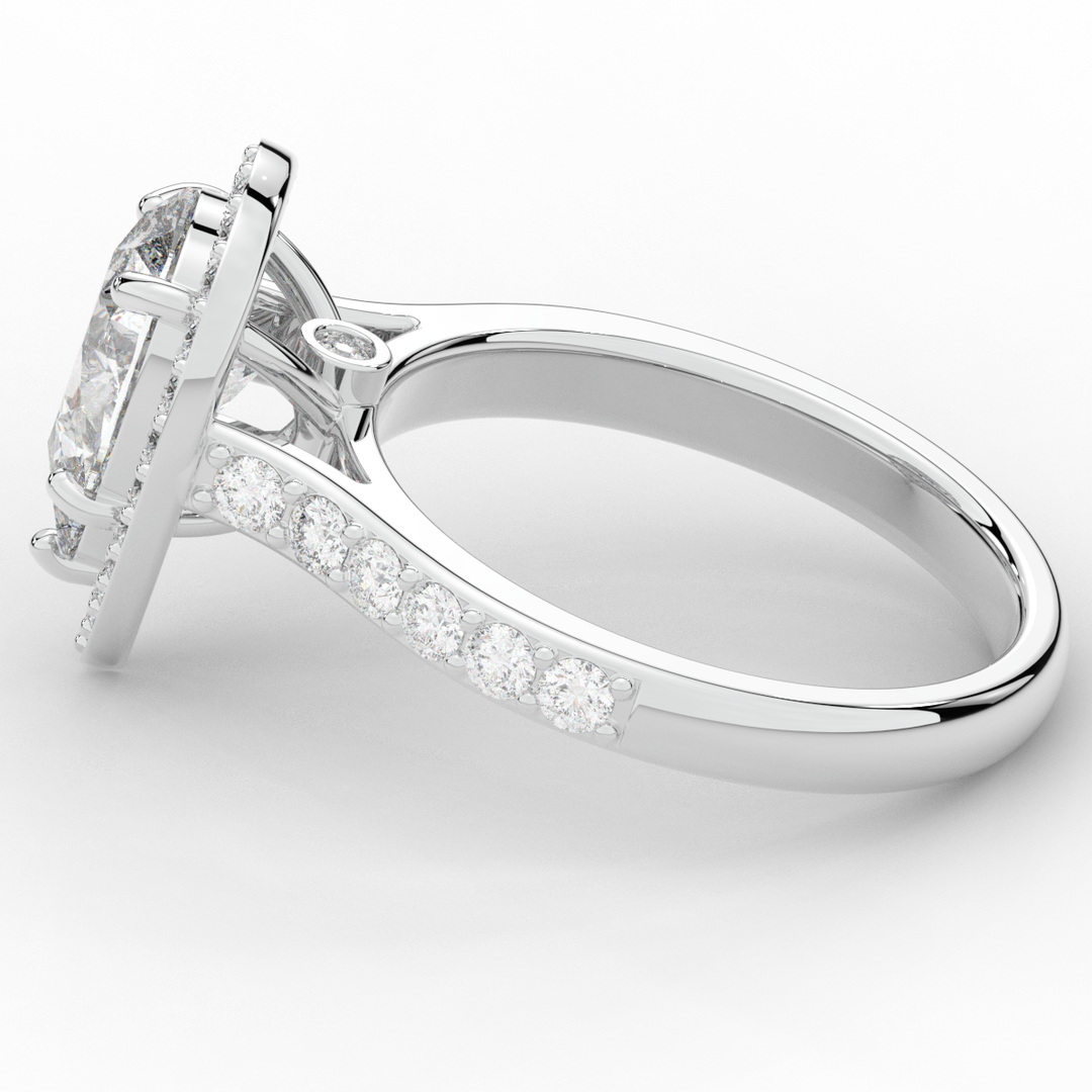 2.50CT.TW PEAR LAB DIAMOND HALO ENGAGEMENT RING - Nazarelle