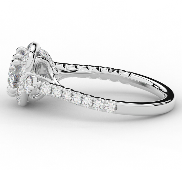 1.75CT.TW ROUND LAB DIAMOND HALO ENGAGEMENT RING - Nazarelle