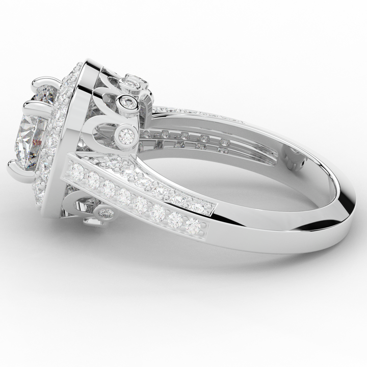 1.50CT.TW ROUND LAB DIAMOND HALO ENGAGEMENT RING - Nazarelle