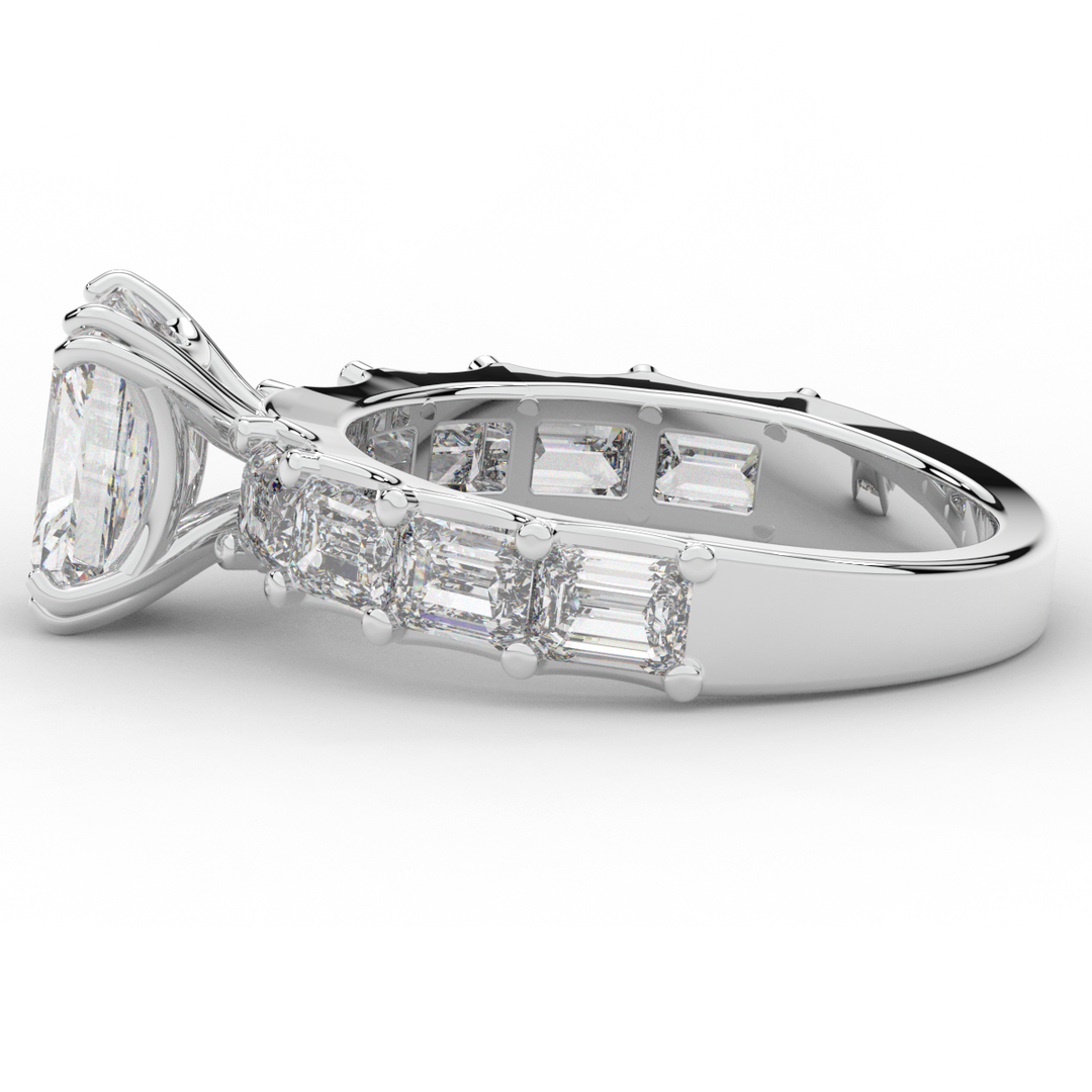 3.75CT.TW RADIANT LAB DIAMOND SOLITAIRE ENGAGEMENT RING - Nazarelle