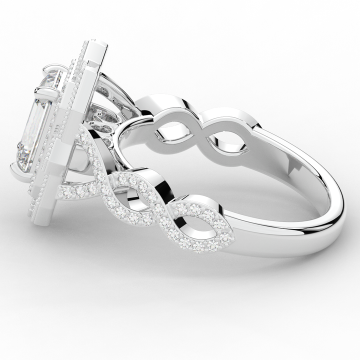 1.90CT.TW EMERALD CUT LAB DIAMOND HALO ENGAGEMENT RING - Nazarelle