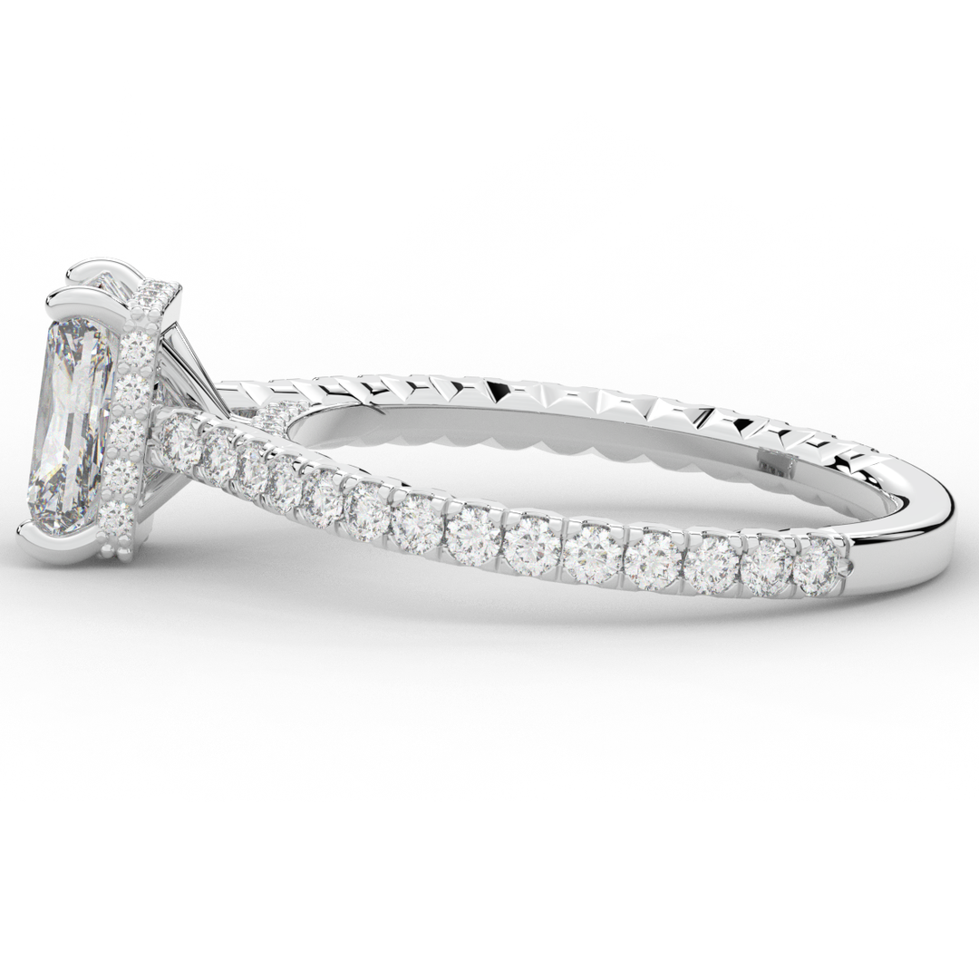 2.10CT.TW RADIANT LAB DIAMOND UNDERHALO SOLITAIRE ENGAGEMENT RING - Nazarelle