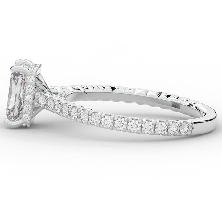 2.10CT.TW RADIANT LAB DIAMOND UNDERHALO SOLITAIRE ENGAGEMENT RING - Nazarelle