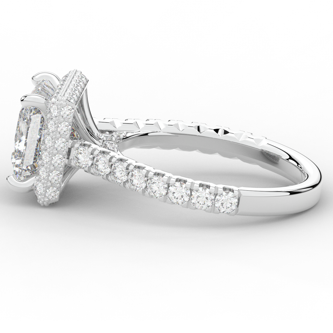 3.90CT.TW PRINCESS LAB DIAMOND HALO ENGAGEMENT RING - Nazarelle