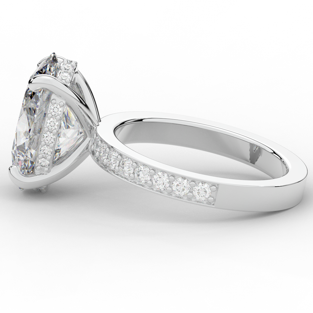 4.30CT.TW OVAL LAB DIAMOND BAND ENGAGEMENT RING - Nazarelle