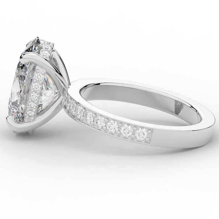 4.30CT.TW OVAL LAB DIAMOND BAND ENGAGEMENT RING - Nazarelle