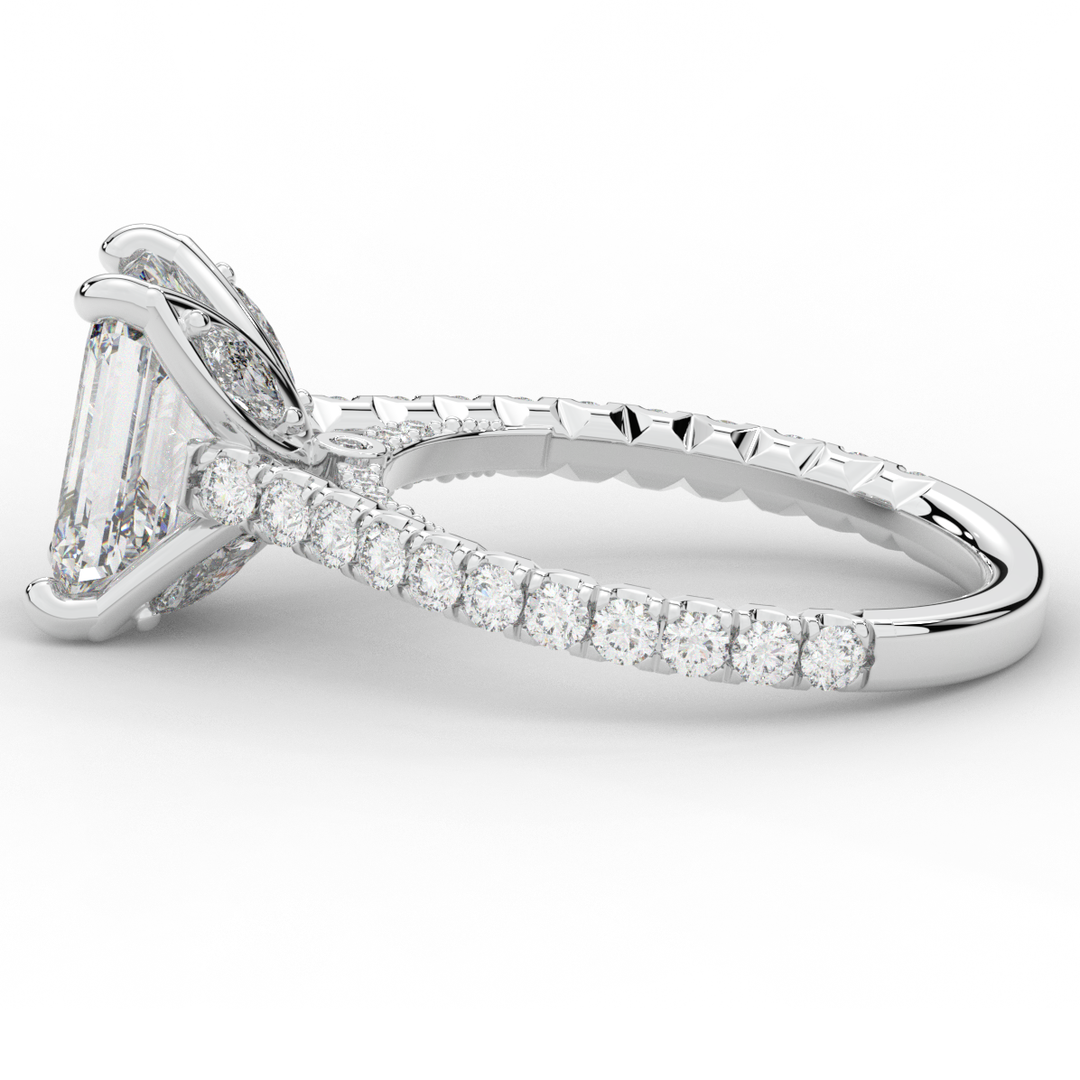 2.70CT.TW EMERALD CUT LAB DIAMOND SOLITAIRE ENGAGEMENT RING - Nazarelle