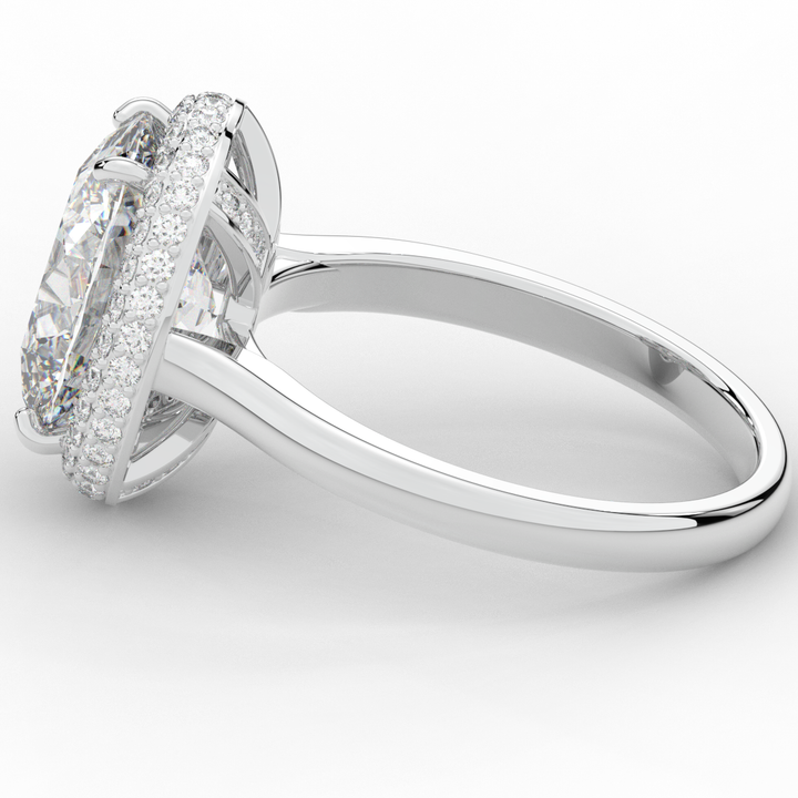 4.40CT.TW OVAL LAB DIAMOND HALO ENGAGEMENT RING - Nazarelle