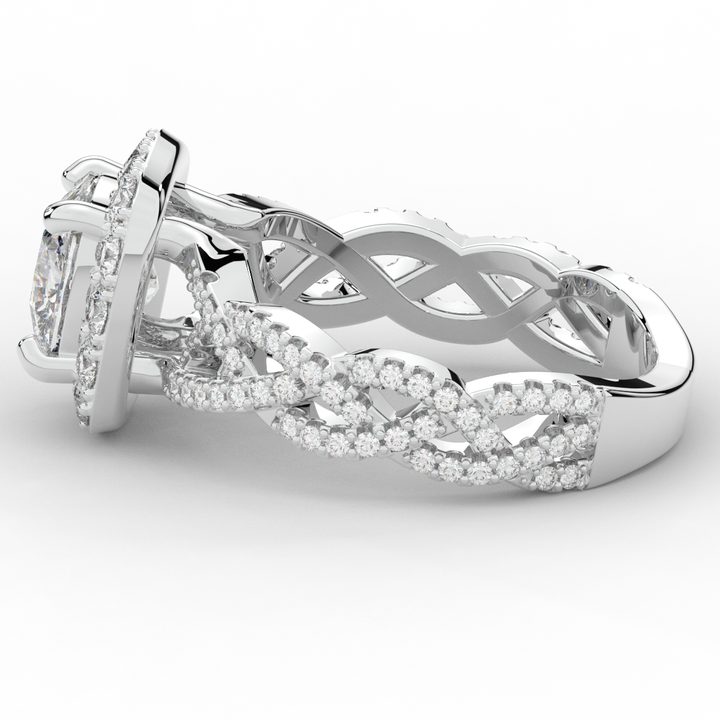 2.70CT.TW CUSHION LAB DIAMOND HALO TRIPLE TWIST ENGAGEMENT RING - Nazarelle