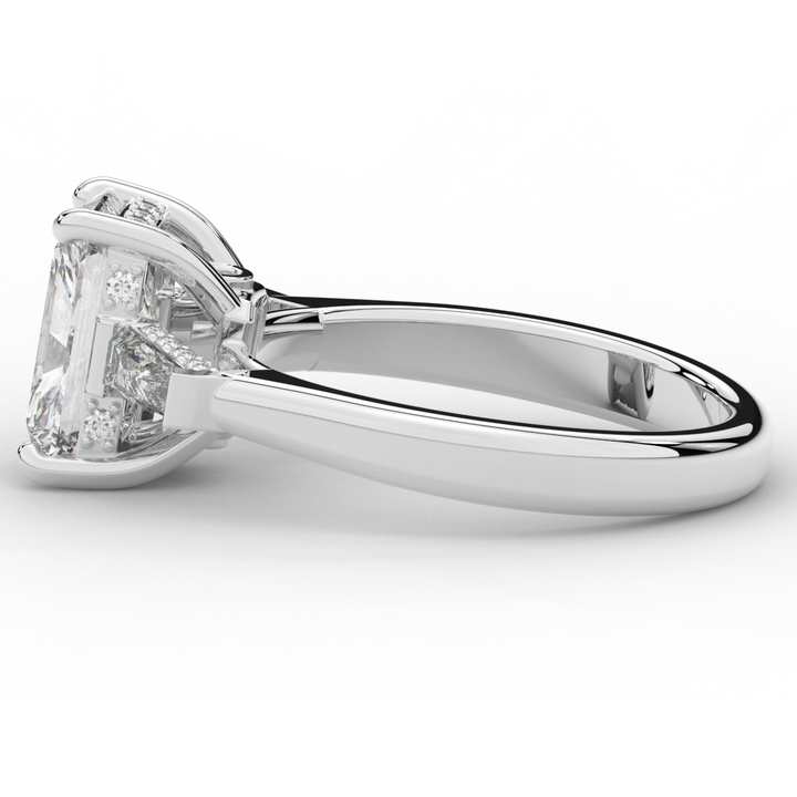 3.45CT.TW RADIANT LAB DIAMOND 3 STONE ENGAGEMENT RING - Nazarelle