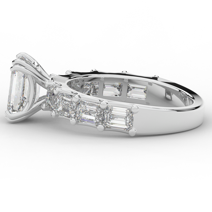3.75CT.TW EMERALD CUT LAB DIAMOND SOLITAIRE ENGAGEMENT RING - Nazarelle