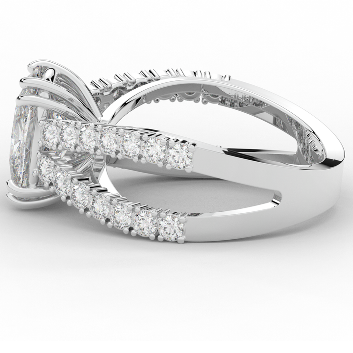 3.75CT.TW CUSHION LAB DIAMOND SPLIT BAND ENGAGEMENT RING - Nazarelle