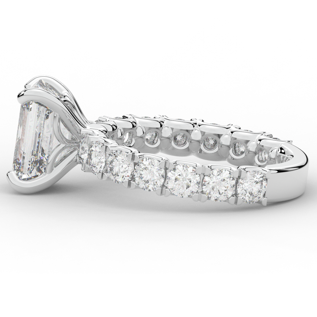 4.35CT.TW EMERALD CUT LAB DIAMOND ENGAGEMENT RING - Nazarelle