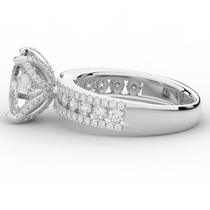 3.95CT.TW CUSHION LAB DIAMOND SOLITAIRE ENGAGEMENT RING - Nazarelle