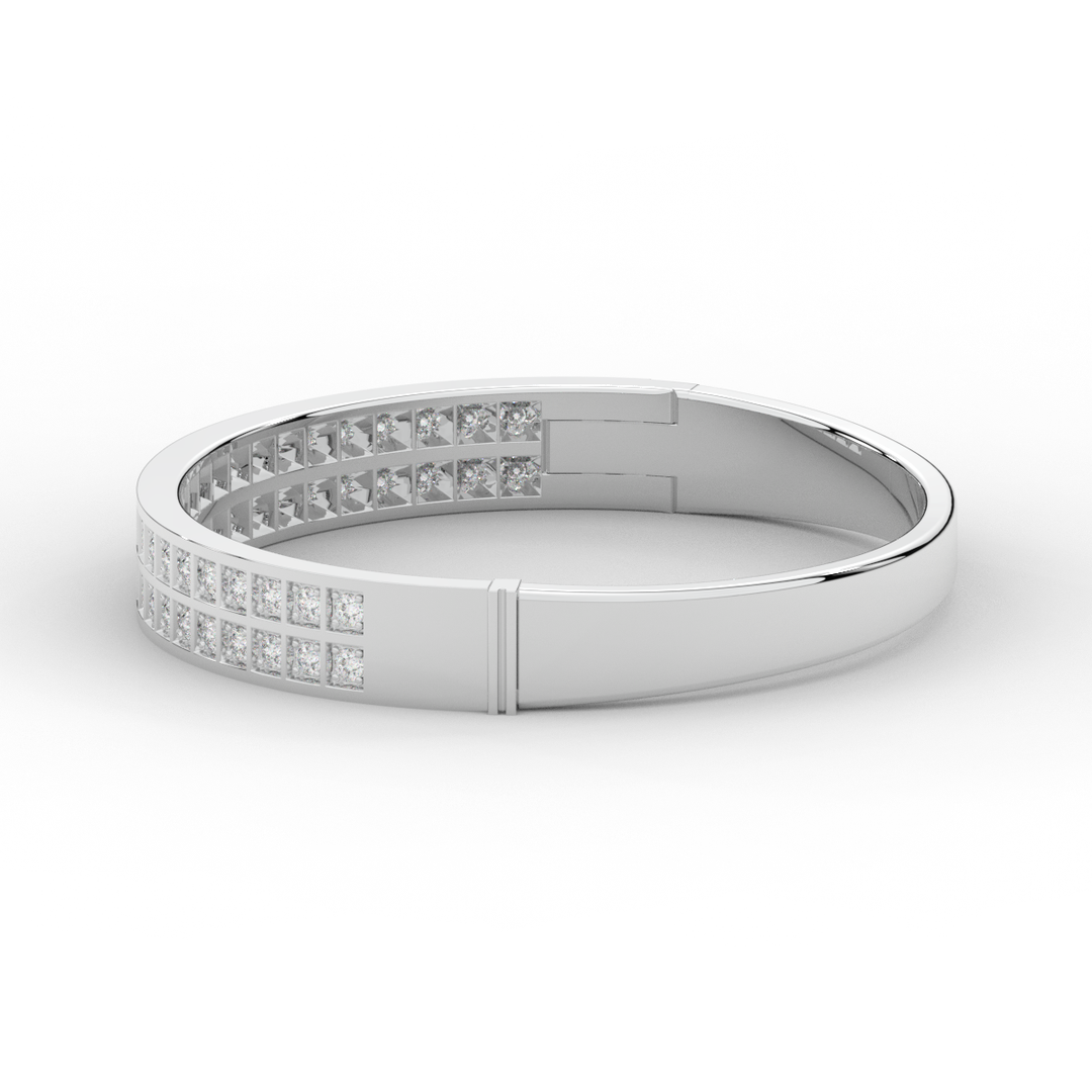 2.00CT.TW ROUND LAB TWO ROW DIAMOND BANGLE - Nazarelle