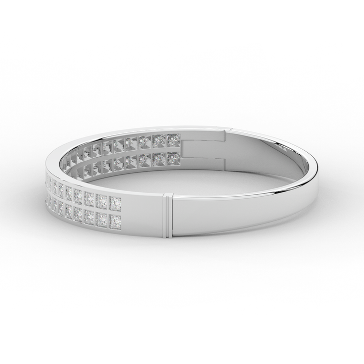 2.00CT.TW ROUND LAB TWO ROW DIAMOND BANGLE - Nazarelle