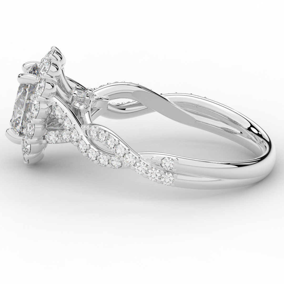 1.75CT.TW OVAL LAB DIAMOND HALO TWIST BAND ENGAGEMENT RING - Nazarelle
