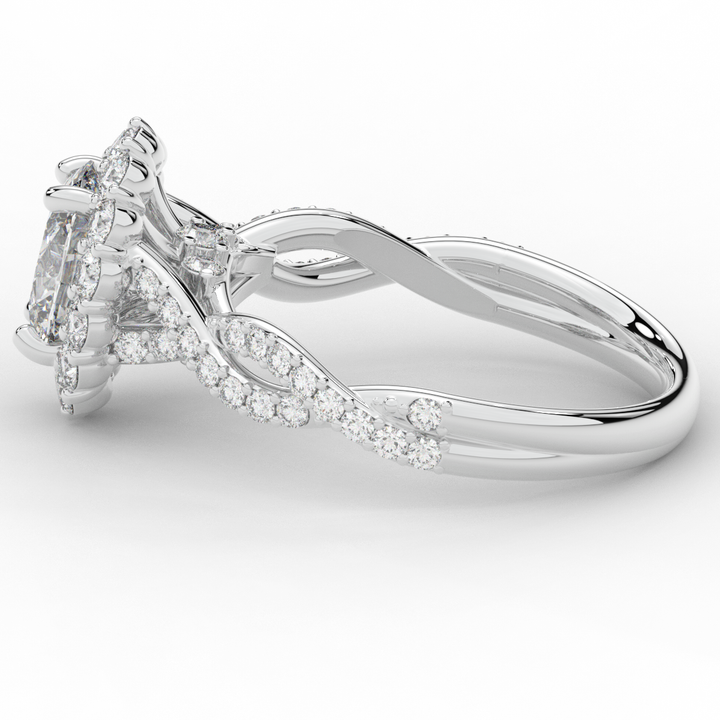 1.75CT.TW OVAL LAB DIAMOND HALO TWIST BAND ENGAGEMENT RING - Nazarelle
