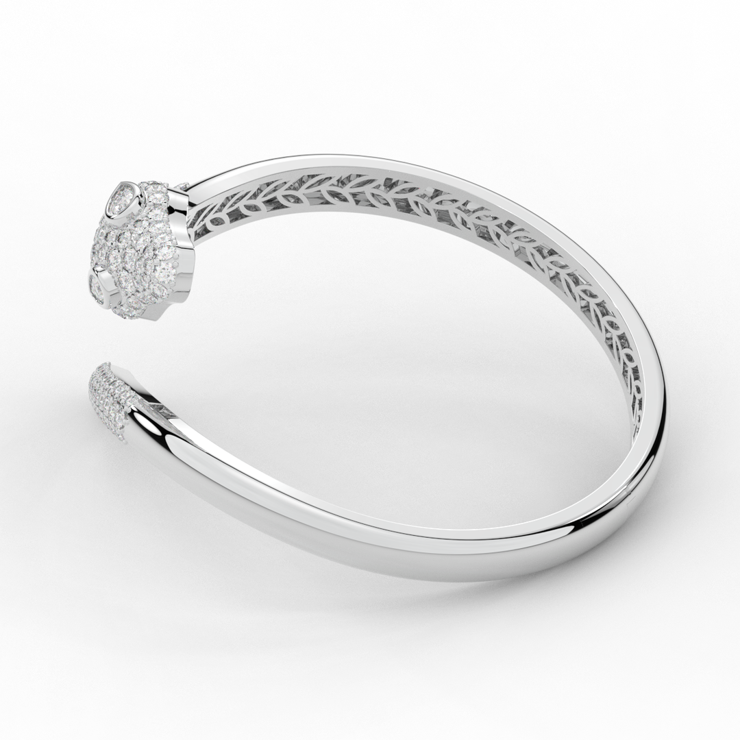 3.75CT.TW ROUND AND PEAR LAB DIAMOND SNAKE BANGLE - Nazarelle
