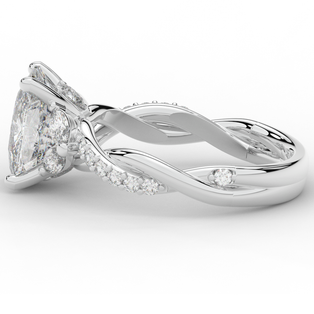 2.40CT.TW CUSHION LAB DIAMOND TWIST BAND ENGAGEMENT RING - Nazarelle