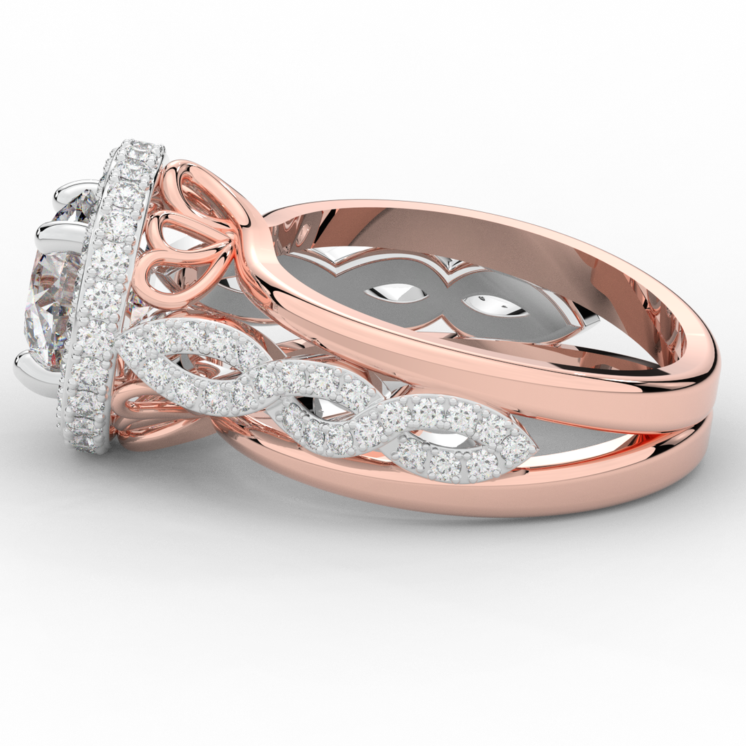 2.85CT.TW ROUND LAB DIAMOND HALO TWO TONE ENGAGEMENT RING - Nazarelle