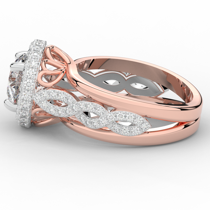 2.85CT.TW ROUND LAB DIAMOND HALO TWO TONE ENGAGEMENT RING - Nazarelle