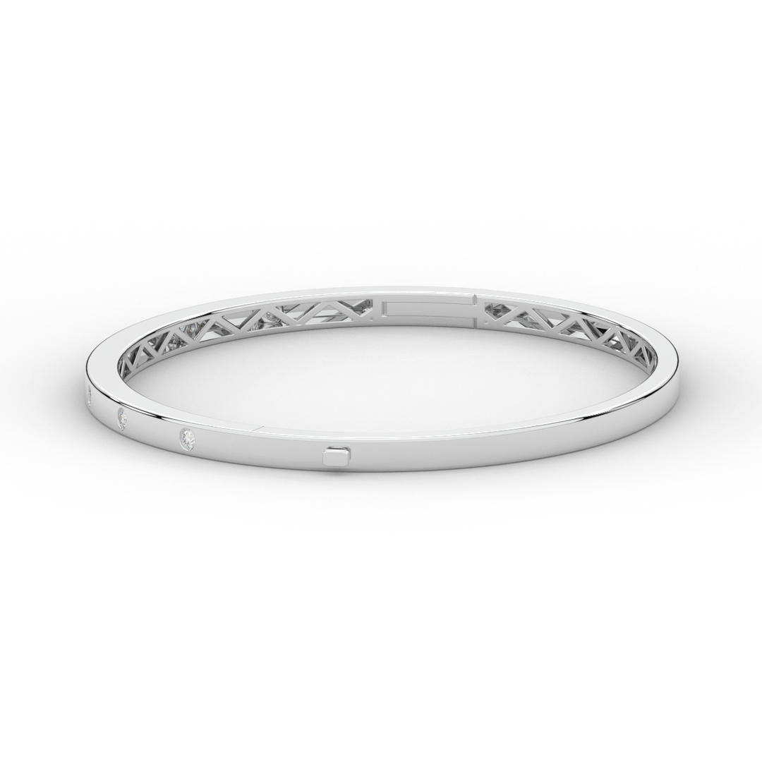 0.15CT.TW ROUND LAB BEZEL SET DIAMOND BANGLE - Nazarelle