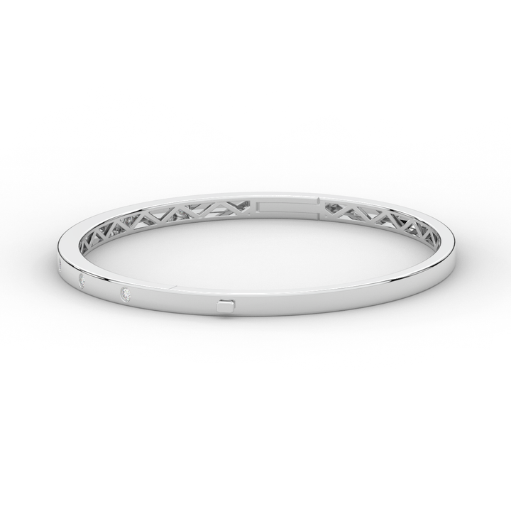 0.15CT.TW ROUND LAB BEZEL SET DIAMOND BANGLE - Nazarelle