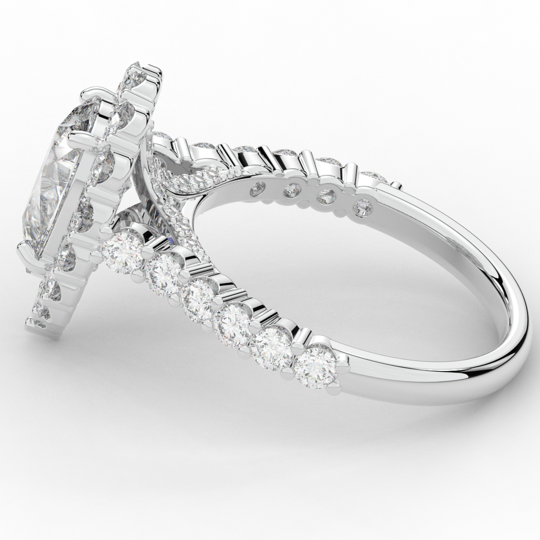3.10CT.TW PEAR LAB DIAMOND HALO ENGAGEMENT RING - Nazarelle