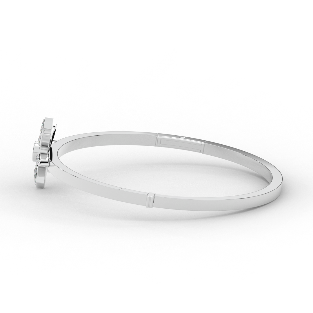 0.40CT.TW ROUND LAB BEZEL AND PRONG SET FLOWER DIAMOND BANGLE - Nazarelle