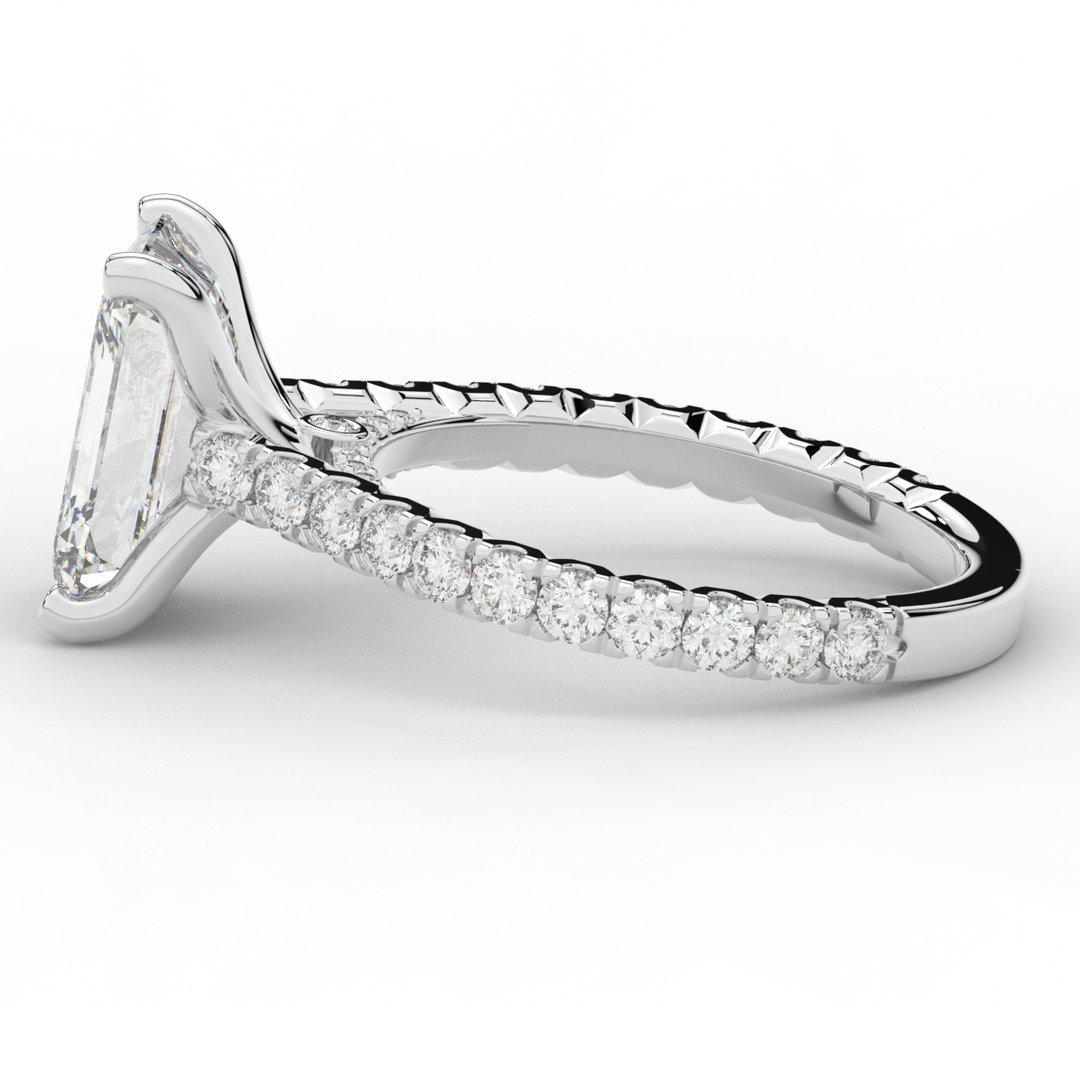 4.25CT.TW EMERALD CUT LAB DIAMOND SOLITAIRE ENGAGEMENT RING - Nazarelle