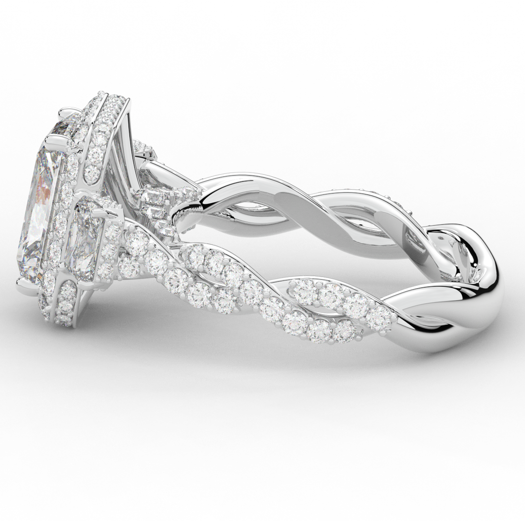 4.70CT.TW RADIANT LAB DIAMOND 3 STONE ENGAGEMENT RING - Nazarelle