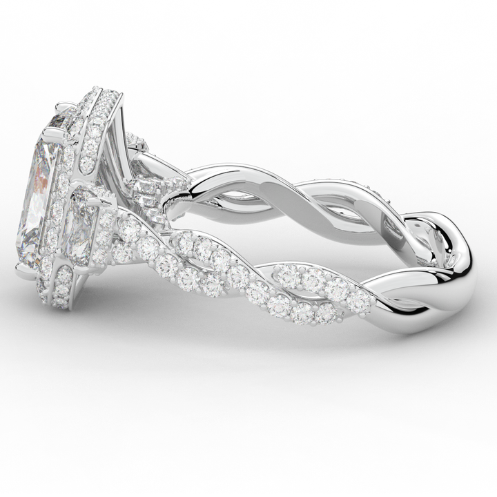 4.70CT.TW RADIANT LAB DIAMOND 3 STONE ENGAGEMENT RING - Nazarelle