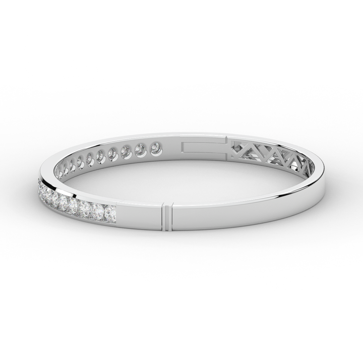 2.75CT.TW ROUND LAB CHANNEL SET DIAMOND BANGLE - Nazarelle