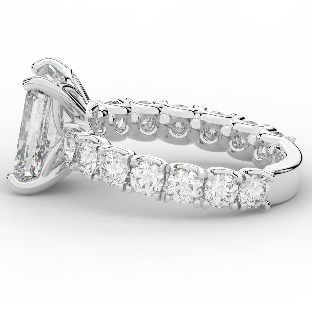 4.35CT.TW EMERALD CUT LAB DIAMOND ENGAGEMENT RING - Nazarelle