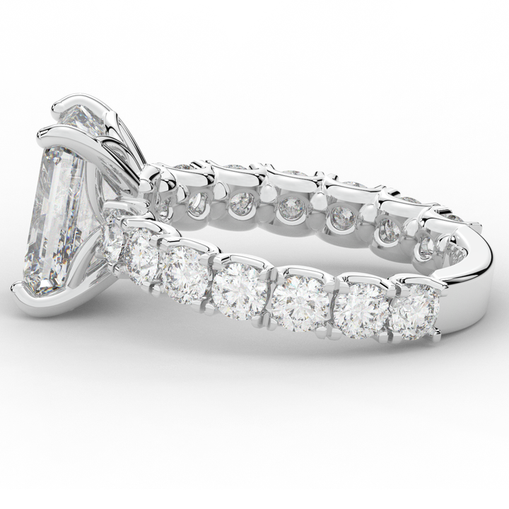 4.35CT.TW EMERALD CUT LAB DIAMOND ENGAGEMENT RING - Nazarelle