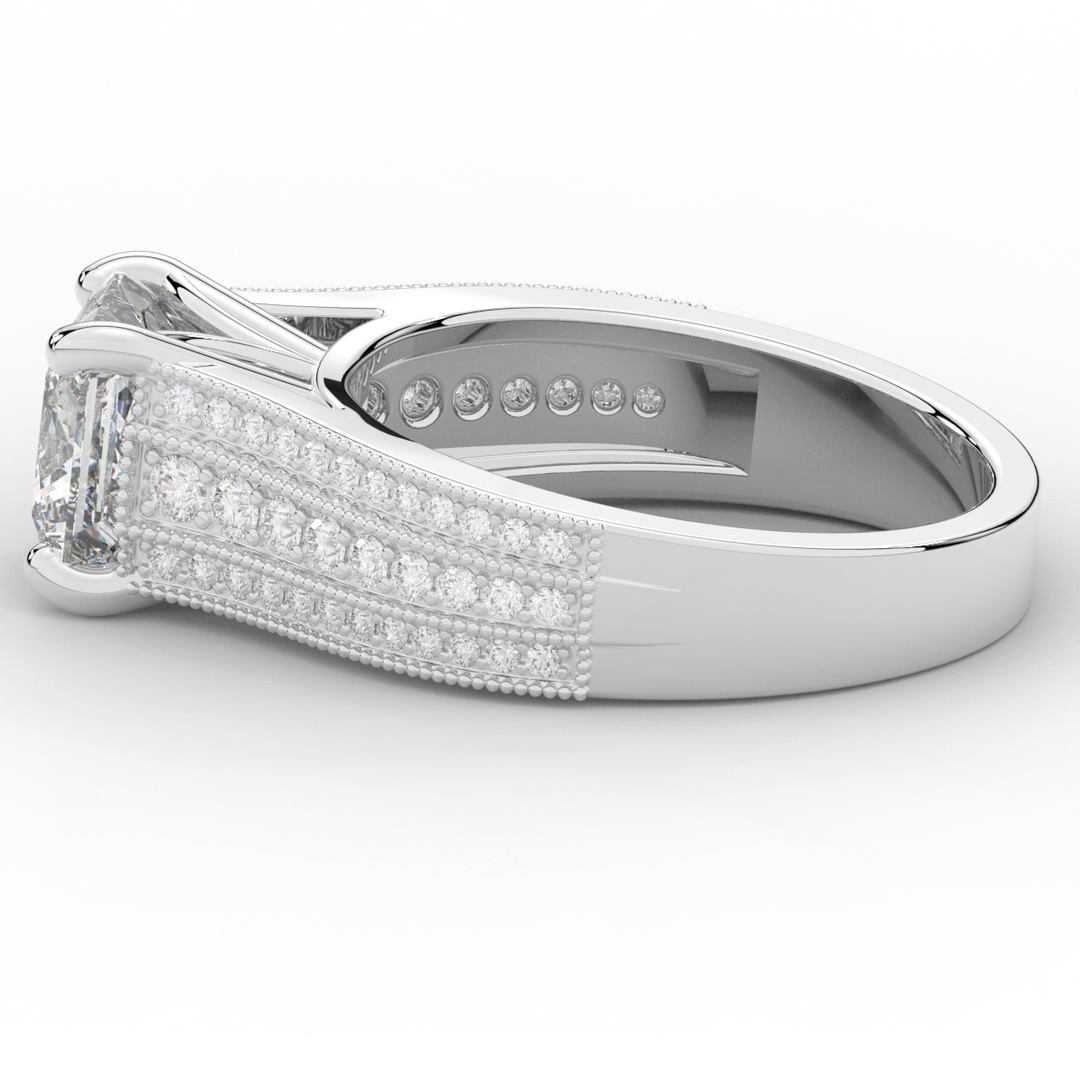 3.55CT.TW PRINCESS LAB DIAMOND ENGAGEMENT RING - Nazarelle