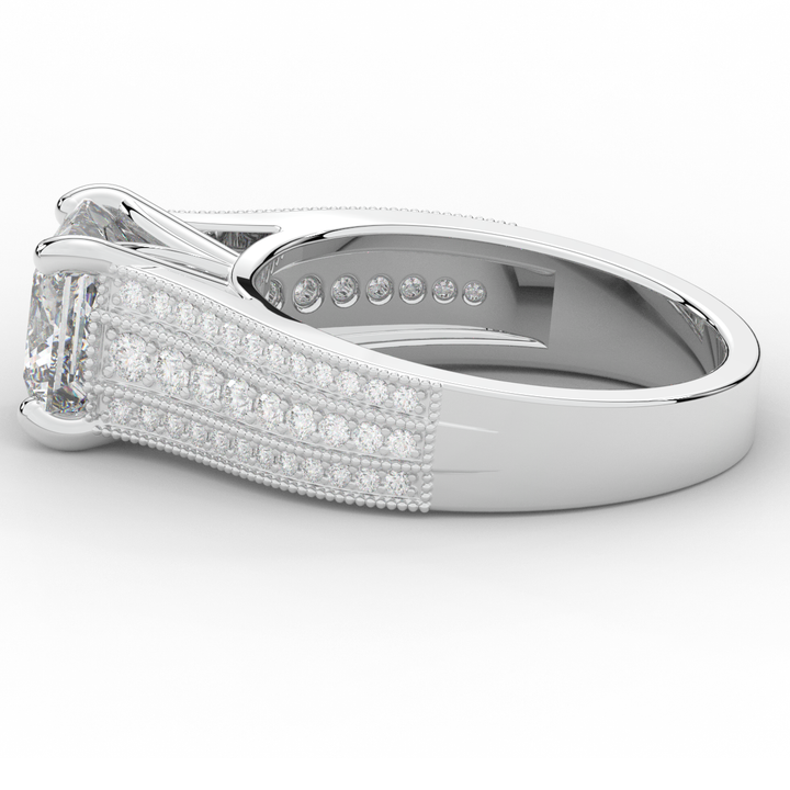 3.55CT.TW PRINCESS LAB DIAMOND ENGAGEMENT RING - Nazarelle