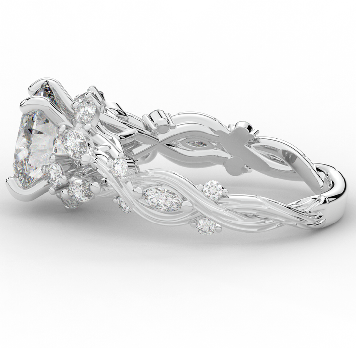 2.60CT.TW OVAL LAB DIAMOND STYLIZED VINE AND TREE BARK FINISH ENGAGEMENT RING - Nazarelle