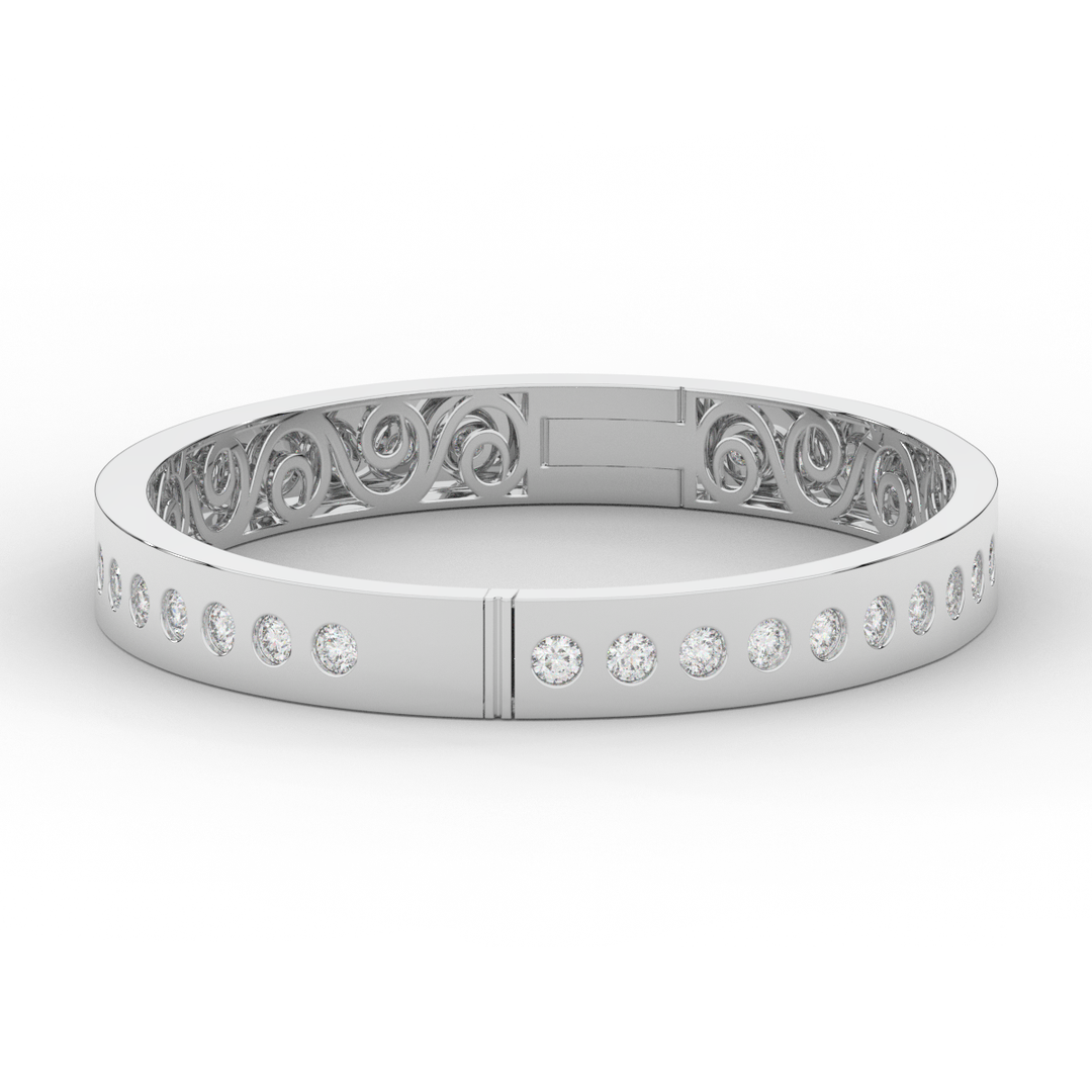 4.50CT.TW ROUND LAB DIAMOND ETERNITY BEZEL SET BANGLE - Nazarelle