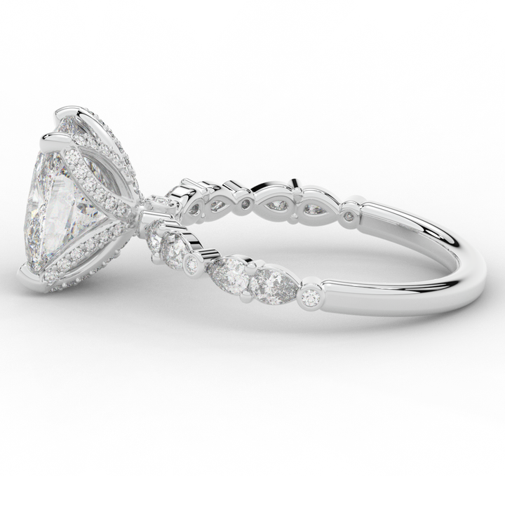 3.60CT.TW CUSHION LAB DIAMOND SOLITAIRE ENGAGEMENT RING - Nazarelle