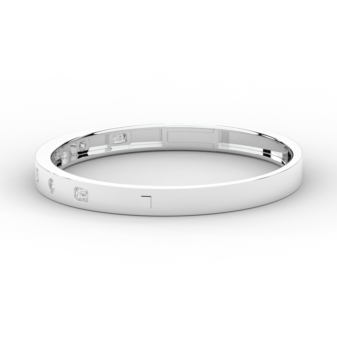 1.00CT.TW ROUND AND EMERALD CUT LAB DIAMOND BEZEL SET BANGLE - Nazarelle