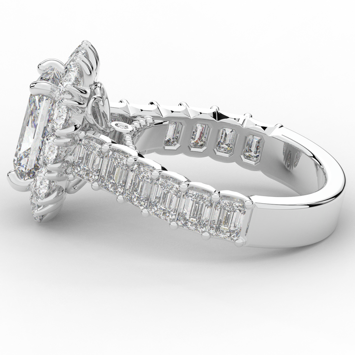 6.00CT.TW RADIANT LAB DIAMOND HALO ENGAGEMENT RING - Nazarelle