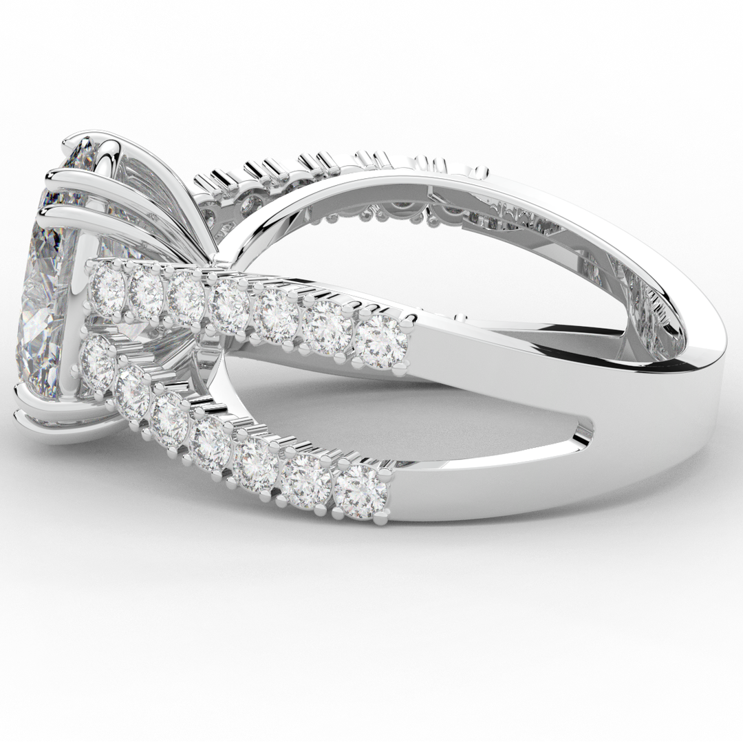 3.75CT.TW OVAL LAB DIAMOND SPLIT BAND ENGAGEMENT RING - Nazarelle