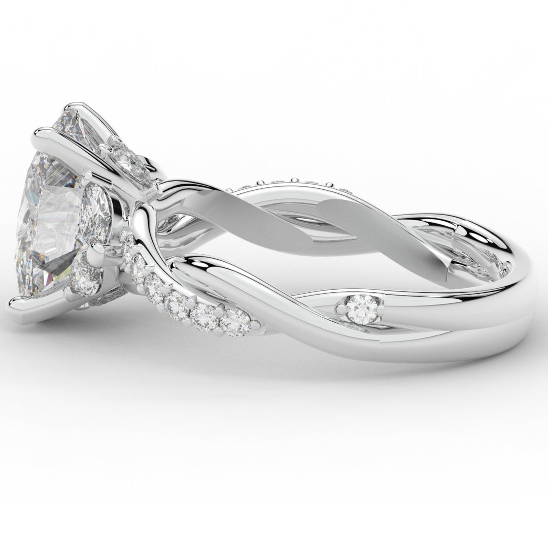 2.40CT.TW OVAL LAB DIAMOND TWIST ENGAGEMENT RING - Nazarelle